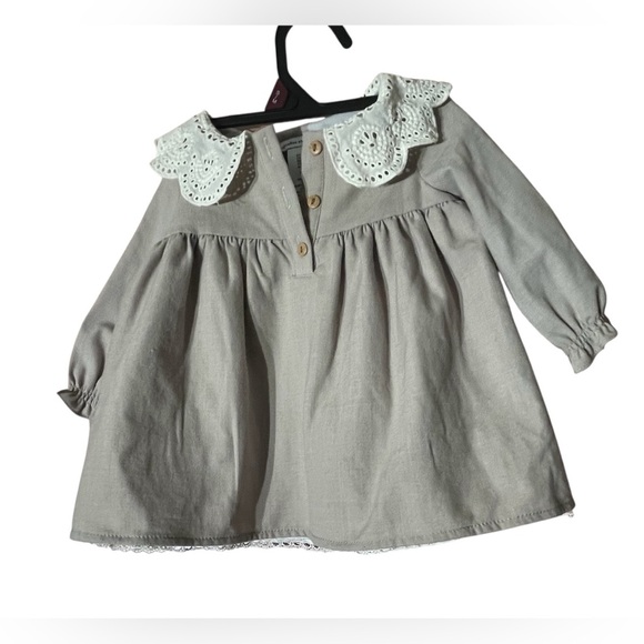 Cupcakes & Cashmere Infant wheat color Dress w slip Lace Collar Party 3-6 months - Picture 1 of 9